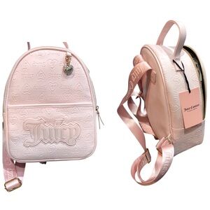 Juicy Couture baby‎ pink powder blush upgrade U medium backpack with charm new